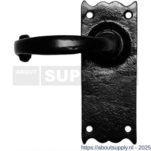 Kirkpatrick KP2519R deurkruk gatdeel rechtswijzend op schild 127x50 blind smeedijzer zwart - S21003034 - afbeelding 1
