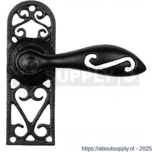 Kirkpatrick KP2561L deurkruk gatdeel linkswijzend op schild 114x38 mm blind smeedijzer zwart - S21003037 - afbeelding 1