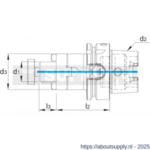 Phantom 82.327 DIN 6358 Combi-opsteekfreeshouder voor frezen met langs- en dwarsspiebaan HSK-A volgens DIN 69893 HSK63A 16 mm L100 mm - S40501928 - afbeelding 2