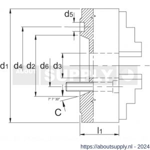 Bison 85.421 ISO 702-1 (DIN 55026) zelfcentrerende drie-klauwplaat staal type 3514 C8 315 mm - S40515711 - afbeelding 2