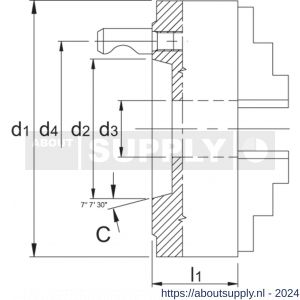 Bison 85.423 ISO 702-2 (DIN 55029) zelfcentrerende drie-klauwplaat staal type 3544 C11 315 mm - S40527385 - afbeelding 2