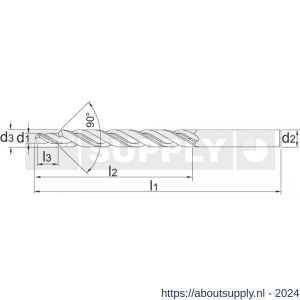 Phantom 16.250 HSS kerngat-spiraalboor DIN 8378 voor tapgaten 90 graden M8 6‚8x9 mm - S40504691 - afbeelding 2