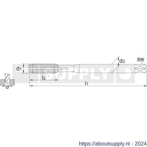 Phantom 26.160 HSS-E roltap DIN 2174 met smeergroef metrisch TiCN voor blinde en doorlopende gaten M4 - S40514631 - afbeelding 2