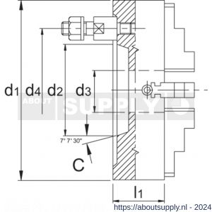 Bison 85.602 ISO 702-3 (DIN 55027) onafhankelijke vier-klauwplaat gietijzer type 4334 C5 200 mm - S40527386 - afbeelding 2