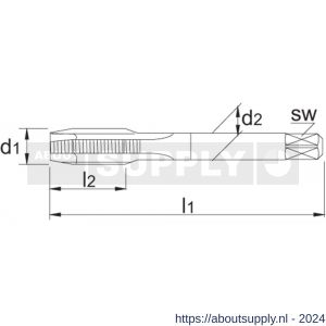 Phantom 25.105 HSS machinetap ISO 529 BSP (gasdraad) voor doorlopende gaten 1/4 inch-19 - S40513277 - afbeelding 2