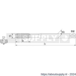 Phantom 26.110 HSS-E roltap DIN 2174 metrisch TiN voor blinde en doorlopende gaten M4 - S40514621 - afbeelding 2