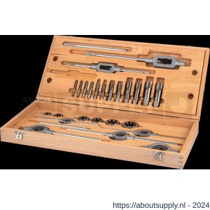 International Tools 29.120 Eco Pro set draadsnijden in houten cassette BSP 1/8-1 inch - S40514145 - afbeelding 1