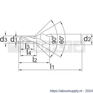 Phantom 15.820 HSS-E centerboor DIN 332/2 voor tapgaten 60 graden M4 3‚3x4‚3 mm - S40504448 - afbeelding 2