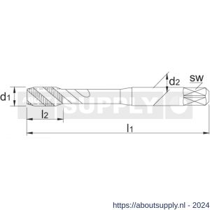Phantom 23.305E HSS machinetap ISO 529 metrisch voor blinde gaten M5 blisterverpakking - S40512924 - afbeelding 2