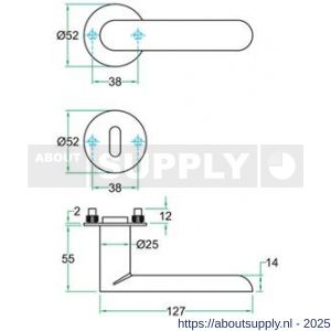 Artitec RVS Woning kruk-krukgarnituur rozet Polo FR RVS mat SL - Y32701048 - afbeelding 2