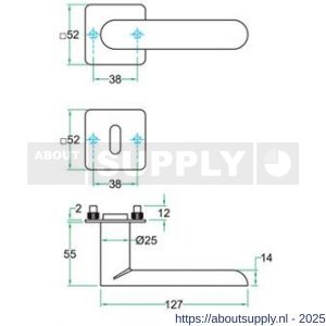 Artitec RVS Woning kruk-krukgarnituur vlakrozet Polo FS RVS mat PC - Y32701054 - afbeelding 2