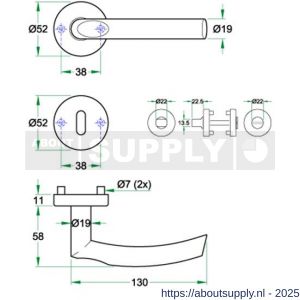 Artitec RVS Woning kruk-krukgarnituur rozet Ilsa RVS mat PC - Y32700133 - afbeelding 2