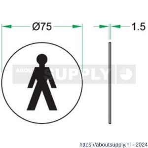Artitec symboolplaat pictogram niet roken diameter 75 mm RVS mat - Y32700778 - afbeelding 2