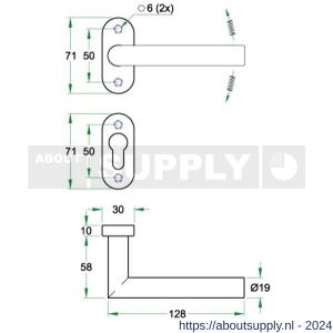 Artitec gatdeel deurkruk op smalschild Tipo RVS mat ovaal rozet - Y32700393 - afbeelding 2