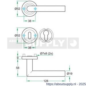 Artitec RVS Woning kruk-krukgarnituur schroefrozet Tipo SC RVS mat - Y32701080 - afbeelding 2