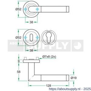 Artitec RVS Woning kruk-krukgarnituur schroefrozet SPACE SC RVS mat-glans WC 8 mm - Y32701077 - afbeelding 2