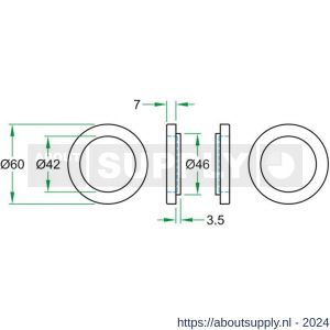Artitec schuifdeurkom glasdeur paar diameter 60x42 mm massief RVS mat - Y32700768 - afbeelding 2