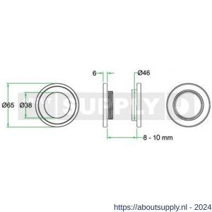 Artitec schuifdeurkom glasdeur paar diameter 65x38 mm massief RVS mat - Y32701417 - afbeelding 2