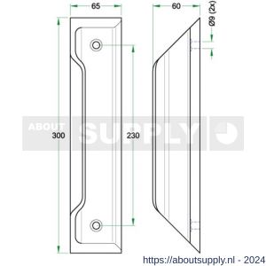 Artitec Zorg en Welzijn S-preventie anti suicidaal profiel deurgreep 300 mm aluminium mat - Y32700670 - afbeelding 2