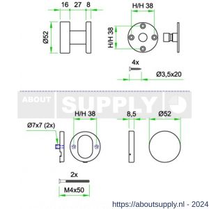 Artitec Proline Classic knop meterkast rozet PL RVS mat - Y32701471 - afbeelding 2