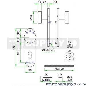 Artitec Proline Classic knopgarnituur op kortschild pendeldeur PL RVS mat PC72 KS - Y32700753 - afbeelding 2