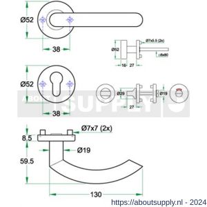 Artitec Proline Classic knop-krukgarnituur rozet Champ DIN links PL klasse 4 RVS mat PC - Y32701096 - afbeelding 2