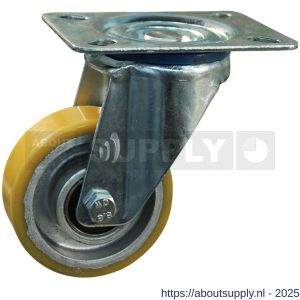 Protempo serie 29-12 zwenk transportwiel plaatbevestiging stalen gaffel aluminium velg PU band ± 94 shore A 80 mm kogellager - S20912671 - afbeelding 1