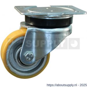 Protempo serie 29-14 zwenk transportwiel plaatbevestiging stalen gaffel aluminium velg PU band ± 94 shore A 80 mm kogellager - S20912679 - afbeelding 1