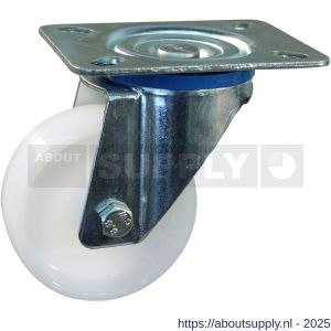 Protempo serie 34-12 zwenk transportwiel plaatbevestiging stalen gaffel naturel PP (of PA) 100 mm rollager - S20911814 - afbeelding 1