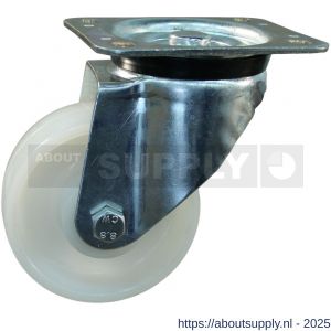 Protempo serie 34-91 zwenk transportwiel plaatbevestiging stalen gaffel naturel PP (of PA) 125 mm glijlager - S20911835 - afbeelding 1