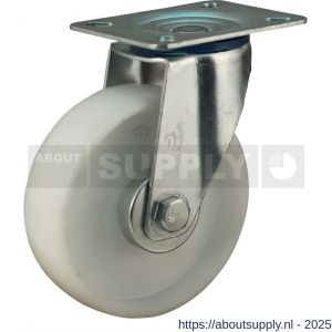 Protempo serie 34-12 zwenk transportwiel plaatbevestiging stalen gaffel naturel PP (of PA) 125 mm rollager - S20911818 - afbeelding 1