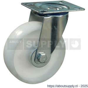 Protempo serie 34-13 zwenk transportwiel plaatbevestiging stalen gaffel naturel PP (of PA) 125 mm rollager - S20911804 - afbeelding 1