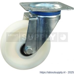 Protempo serie 34-12 zwenk transportwiel plaatbevestiging stalen gaffel naturel PP (of PA) 175 mm kogellager - S20911825 - afbeelding 1