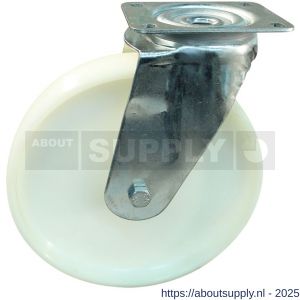 Protempo serie 34-11 zwenk transportwiel plaatbevestiging stalen gaffel naturel PP (of PA) 250 mm glijlager - S20911798 - afbeelding 1