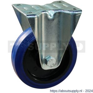 Protempo serie 13-12 bok transportwiel plaatbevestiging stalen gaffel zwarte PA velg blauwe elastische rubberen band ± 70 shore A 100 mm rollager - S20911075 - afbeelding 1