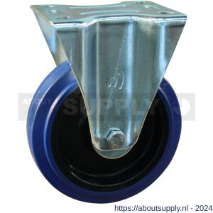 Protempo serie 13-12 bok transportwiel plaatbevestiging stalen gaffel zwarte PA velg blauwe elastische rubberen band ± 70 shore A 125 mm rollager - S20911077 - afbeelding 1
