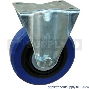 Protempo serie 13-10 bok transportwiel plaatbevestiging stalen gaffel zwarte PA velg blauwe elastische rubberen band ± 70 shore A 125 mm kogellager - S20911073 - afbeelding 1
