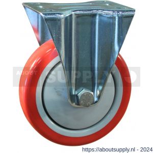 Protempo serie 21-12 bok transportwiel plaatbevestiging stalen gaffel grijze glasvezel versterkte PA velg rode TPU band 75 mm kogellager - S20912121 - afbeelding 1