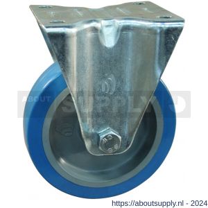 Protempo serie 21-10 bok transportwiel plaatbevestiging stalen gaffel grijze glasvezel versterkte PA velg blauwe TPU band 125 mm rollager - S20911961 - afbeelding 1