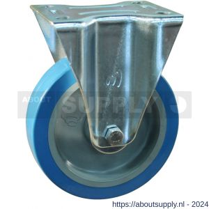 Protempo serie 21-12 bok transportwiel plaatbevestiging stalen gaffel grijze glasvezel versterkte PA velg blauwe TPU band 125 mm rollager - S20911956 - afbeelding 1