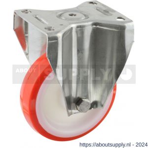 Protempo serie 27-35 bok transportwiel plaatbevestiging RVS gaffel witte PA velg rode TPU band ± 97 shore A 150 mm glijlager - S20912165 - afbeelding 1