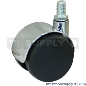 Protempo serie 65-67 zwenk apparatenwiel draadstift M10 verchroomde gaffel zwart PA 50 mm glijlager - S20910231 - afbeelding 1