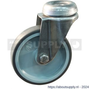 Protempo serie 68-37 zwenk apparatenwiel boutgat RVS gaffel grijze PA velg TPE band 100 mm glijlager - S20910173 - afbeelding 1