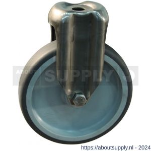 Protempo serie 68-37 zwenk apparatenwiel boutgat RVS gaffel grijze PP velg TPE band 100 mm glijlager - S20910118 - afbeelding 1