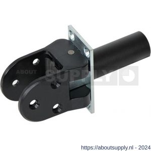 Hawgood deurveerscharnier 41K bevestigingsplaat verzinkt deurdikte 40 mm met vaststelling schoen kunststof zwart - S10100278 - afbeelding 1