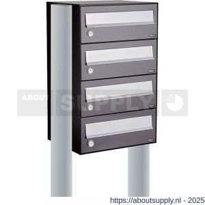 Allux Hive set postkast staal verzinkt gepoedercoat 1-breed 4-hoog op statief antraciet - S11201336 - afbeelding 1