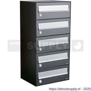Allux Hive set postkast staal verzinkt gepoedercoat 1-breed 5-hoog antraciet - S11201337 - afbeelding 1