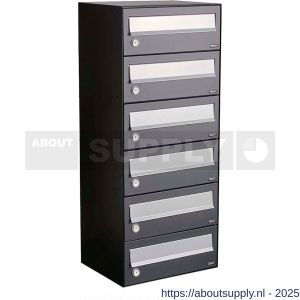 Allux Hive set postkast staal verzinkt gepoedercoat 1-breed 6-hoog antraciet - S11201341 - afbeelding 1