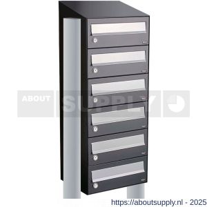 Allux Hive set postkast staal verzinkt gepoedercoat 1-breed 6-hoog met dak op statief antraciet - S11201343 - afbeelding 1