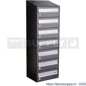 Allux Hive set postkast staal verzinkt gepoedercoat 1-breed 7-hoog met dak antraciet - S11201346 - afbeelding 1